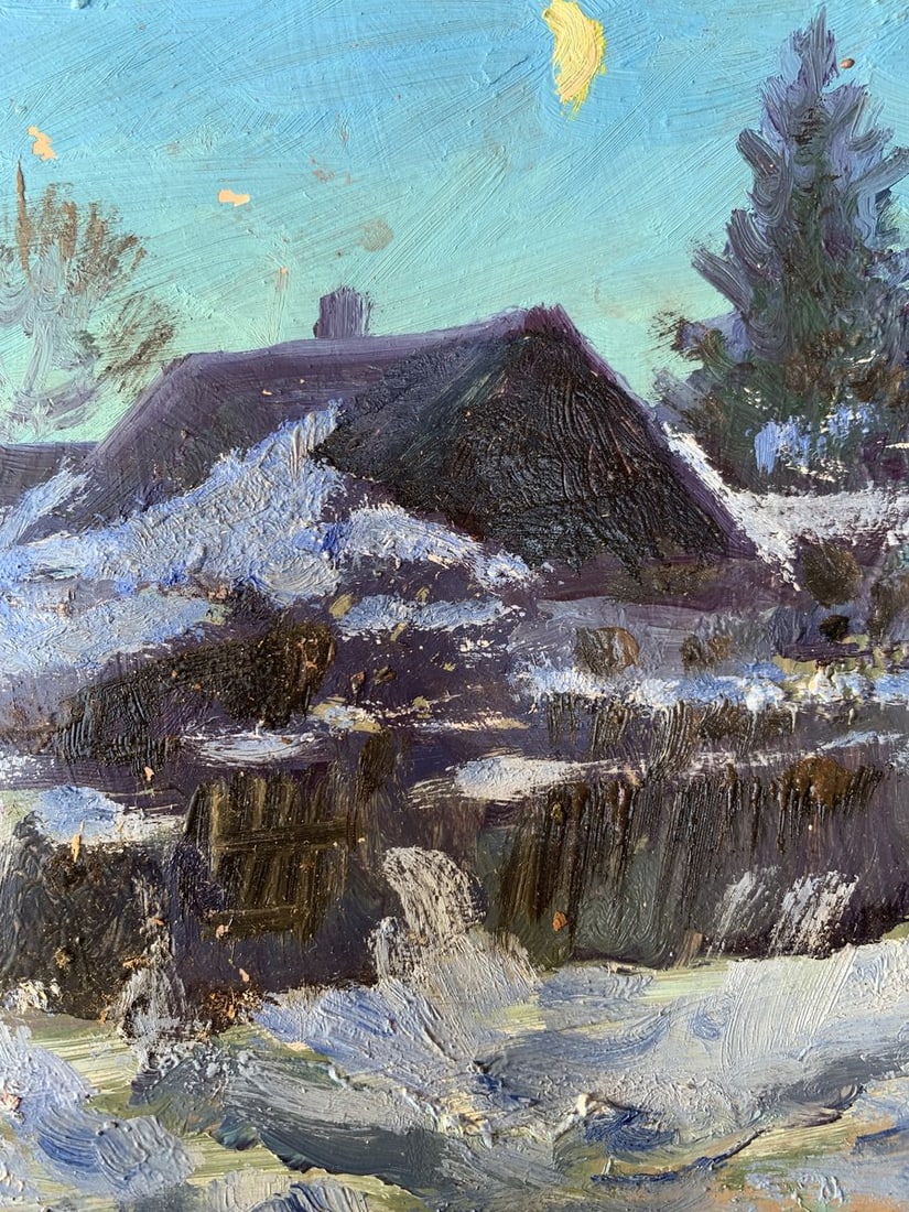 Oil painting Winter moonlit night Leonid Maistrenko - 9