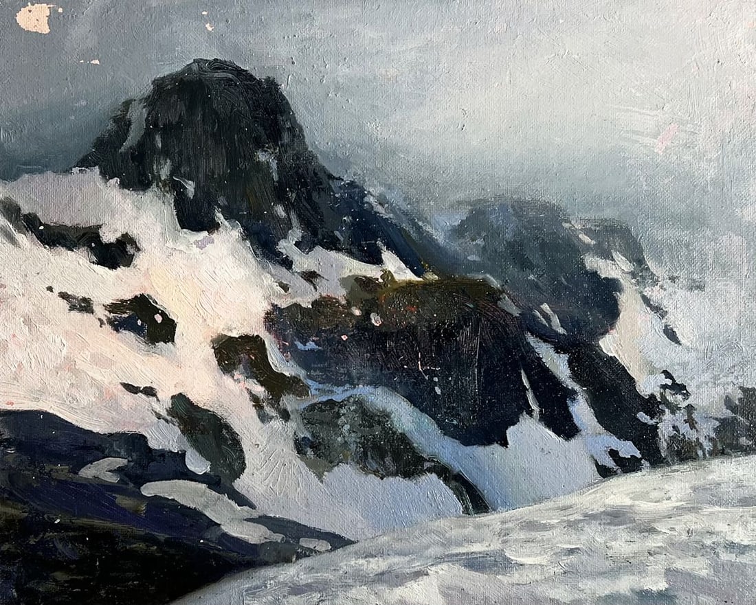 Oil painting On top of a snowy mountain Tatyana Derdey - 3