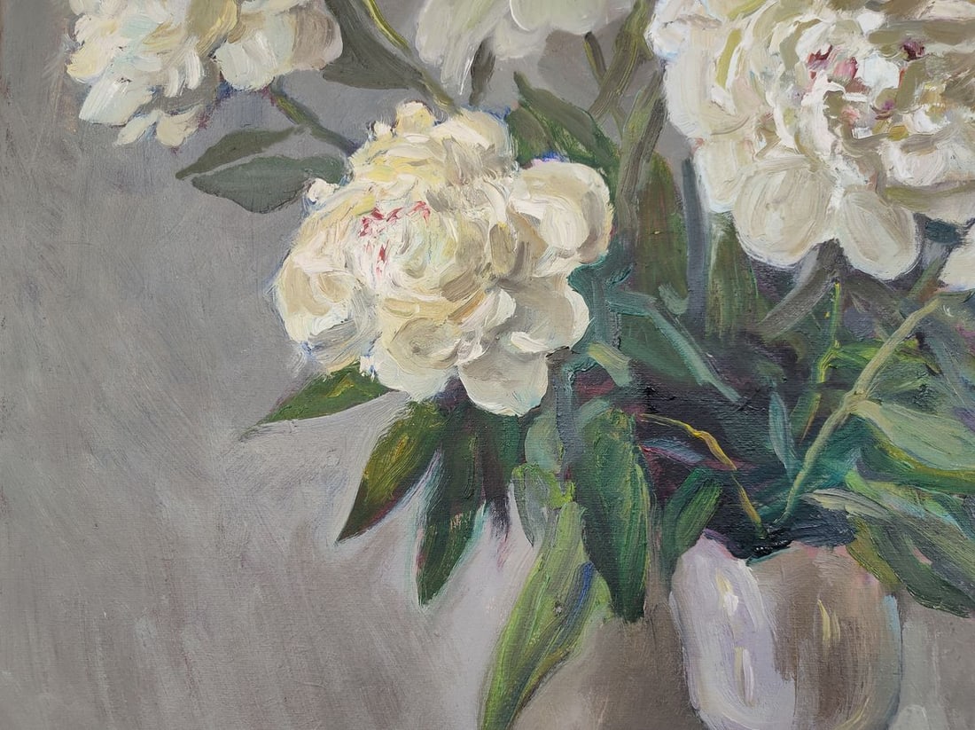 Oil painting White peonies on a silver background Mishurovsky V. V. - 7