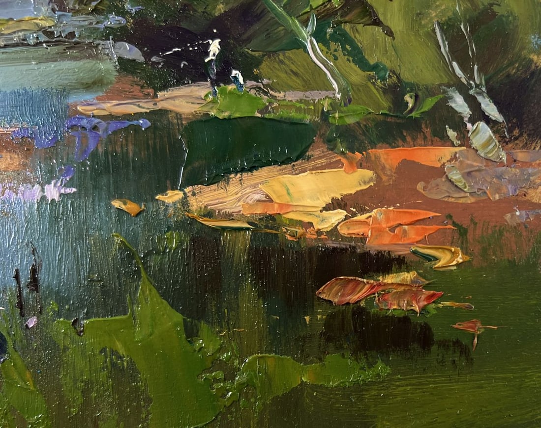 Oil painting River with boats along the shore Yuriy Suprunchuk - 5