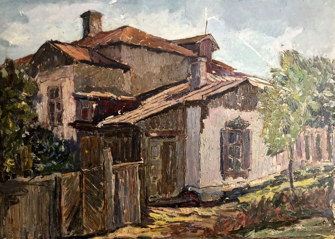 Oil painting Native home Sambour Arkady Geseyonovich: NoGS 116*** ABOUT THIS PAINTING **** TITLE: "Native home"* ARTISTS: Sambour Arkady Geseyonovich* SIZE: 50x70cm/'19.68x27.55 inches' * MEDIUM: oil, cardboard* HAND PAINTED: Original painting from our
