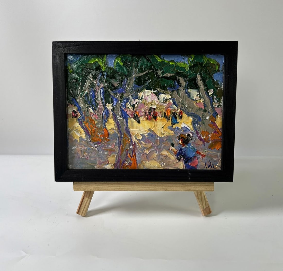 Oil painting Walk in the park Oleksiy Ivanyuk: NoAAA5915Oil painting Walk in the park Oleksiy Ivanyuk reveals the artist's remarkable mastery of color, composition, and expressive brushwork. Bold strokes of impasto create a lively texture, capturi