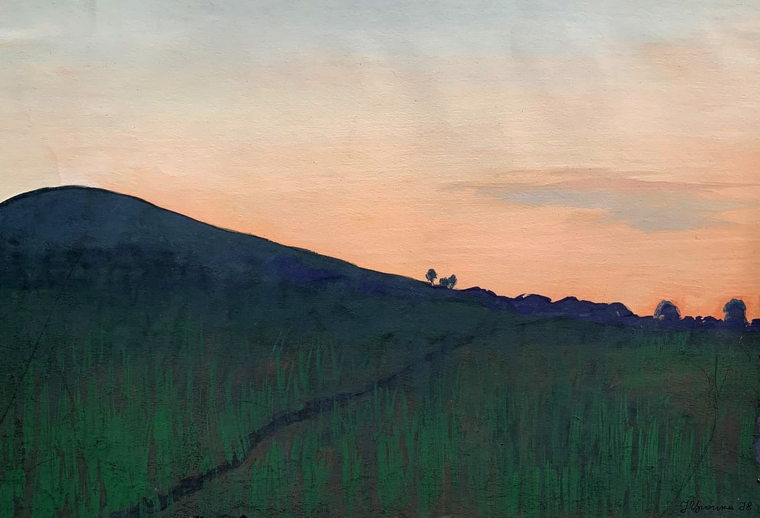 Watercolor painting Sunrise in the mountains Ivan Tsyupka: No1782*** ABOUT THIS PAINTING **** TITLE: "Sunrise in the mountains"* ARTISTS: Ivan Kirillovich Tsyupka* SIZE: 25x37 cm/'9.84x14.56 inches' * MEDIUM: watercolor, paper* HAND PAINTED: Original painting