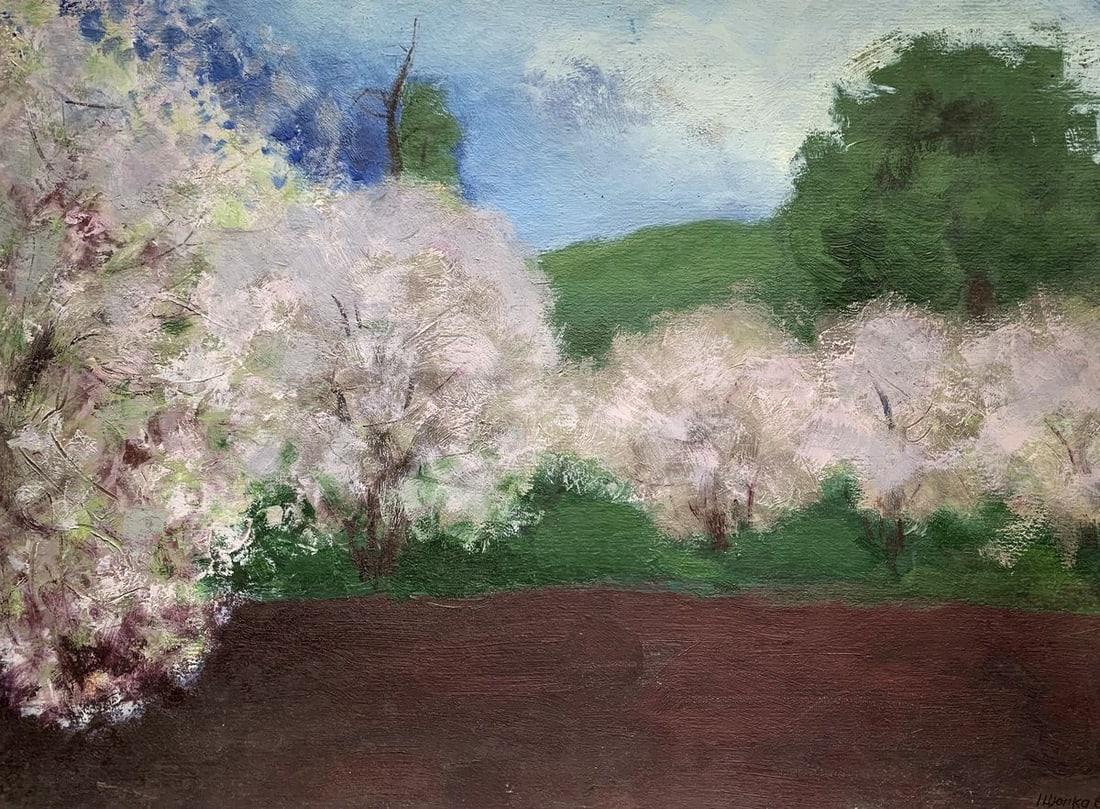 Oil painting Spring has come Ivan Tsyupka: No1792*** ABOUT THIS PAINTING **** TITLE: "Spring has come"* ARTISTS: Ivan Kirillovich Tsyupka* SIZE: 35.5x48.5 cm/'13.97x19.09 inches' * MEDIUM: oil, cardboard* HAND PAINTED: Original painting from