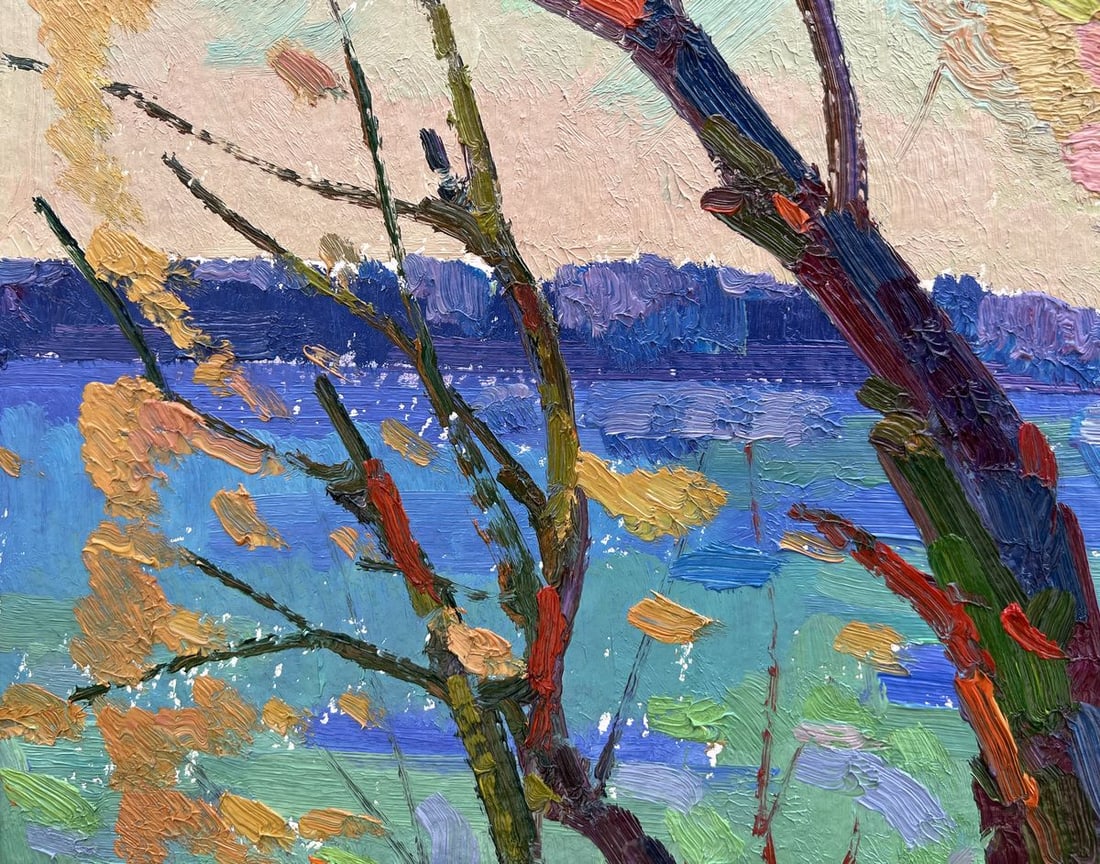 Abstract oil painting autumn coast Peter Dobrev - 5