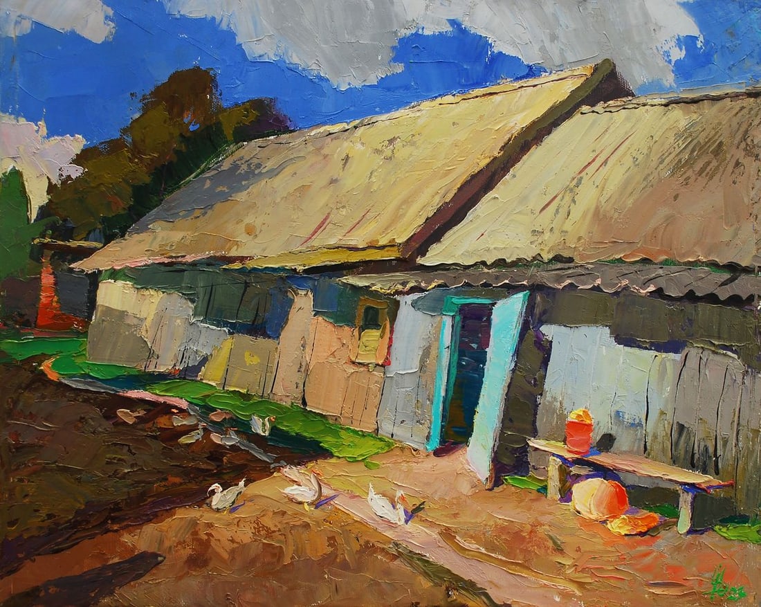 Oil painting A cottage in the yard Egor Shvachunov: NoSvash 96*** ABOUT THIS PAINTING **** TITLE: "A cottage in the yard"* ARTISTS: Egor Shvachunov * SIZE: 40x50 cm/'15.74x19.68 inches'* MEDIUM: oil, сanvas* HAND PAINTED: Original painting from o