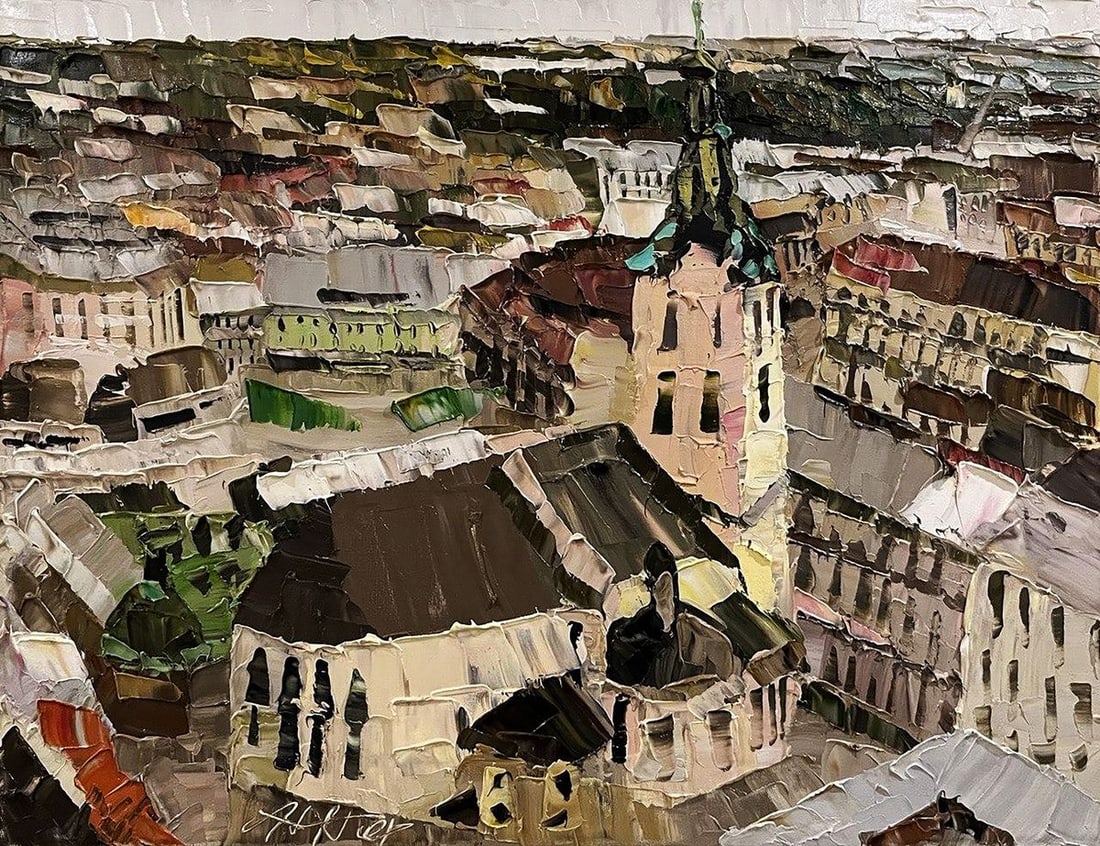 Oil painting Panorama with the cathedral Horishnyi N.A.: NoGaller 117*** ABOUT THIS PAINTING **** TITLE: "Panorama with the cathedral"* ARTISTS: Horishnyi N.A.* SIZE: 35x45 cm/'13.77x17.71 inches'* MEDIUM: oil, canvas* HAND PAINTED: Original painting from