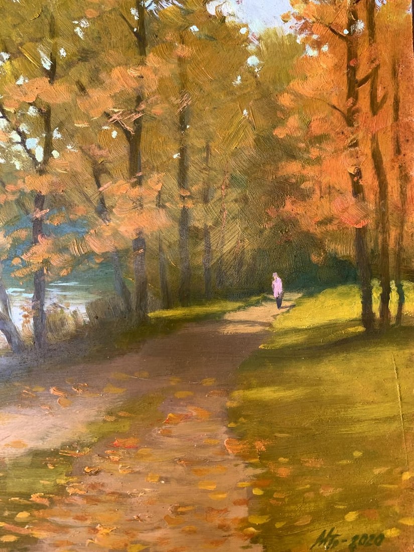 Oil painting In the autumn park Mykhailo Burdylo - 11
