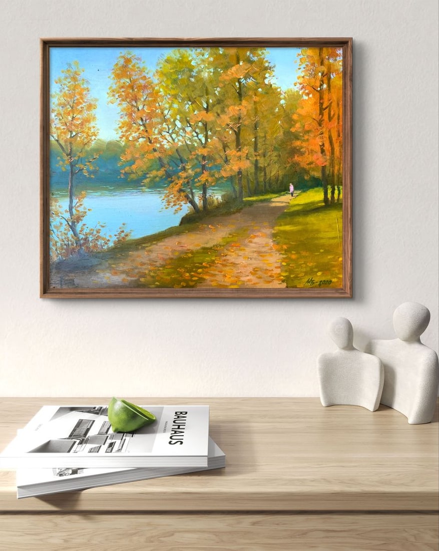 Oil painting In the autumn park Mykhailo Burdylo - 2