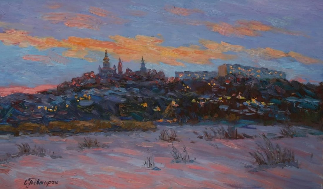Oil painting Twilight S. Dirtorak: NoPivt 34*** ABOUT THIS PAINTING **** TITLE: "Twilight"* ARTISTS: S. Dirtorak * SIZE: 30x50 cm/'11.81x19.68 inches' * MEDIUM: oil, cardboard* HAND PAINTED: Original painting from our collection*