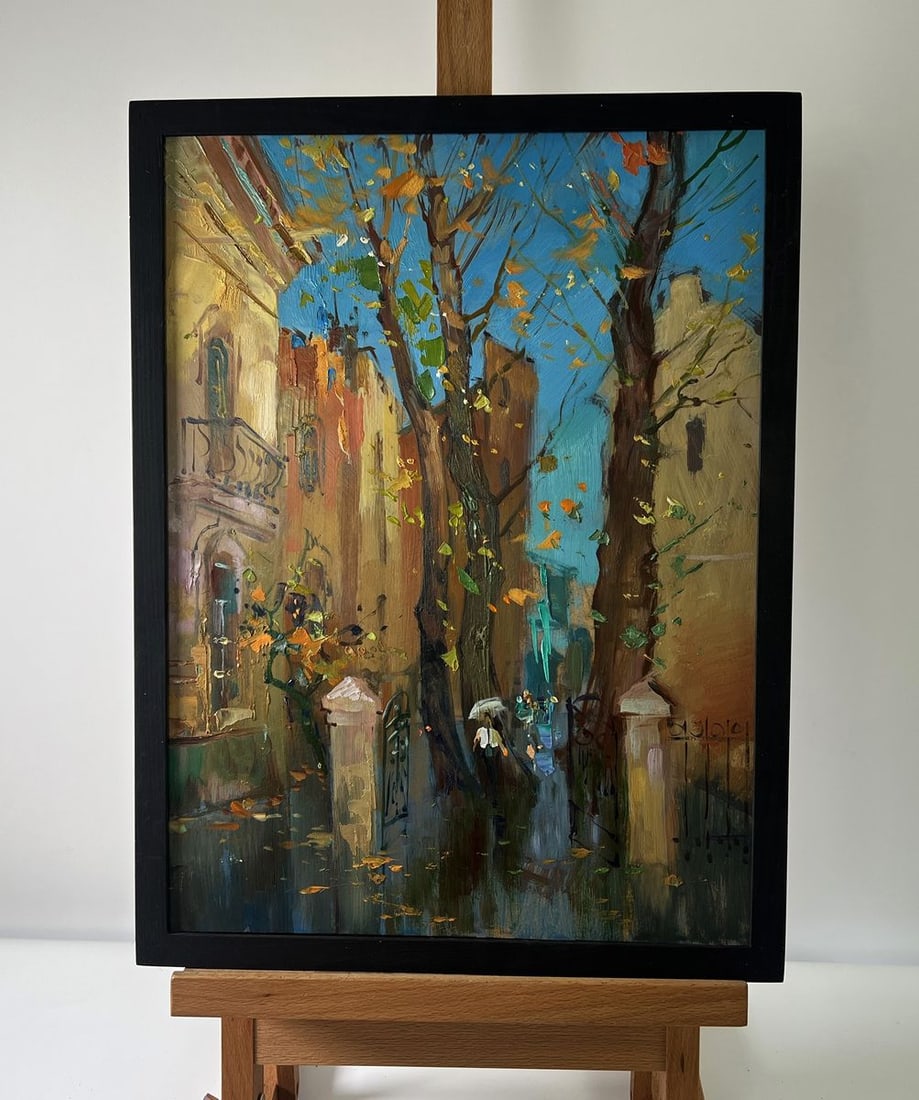 Oil painting Melancholic romance of autumn Yuriy Suprunchuk: NoAAA5763The Oil painting Cardboard titled "Melancholic romance of autumn" conveys a delicate balance between the beauty of seasonal change and the quiet emotional resonance that autumn evokes in the