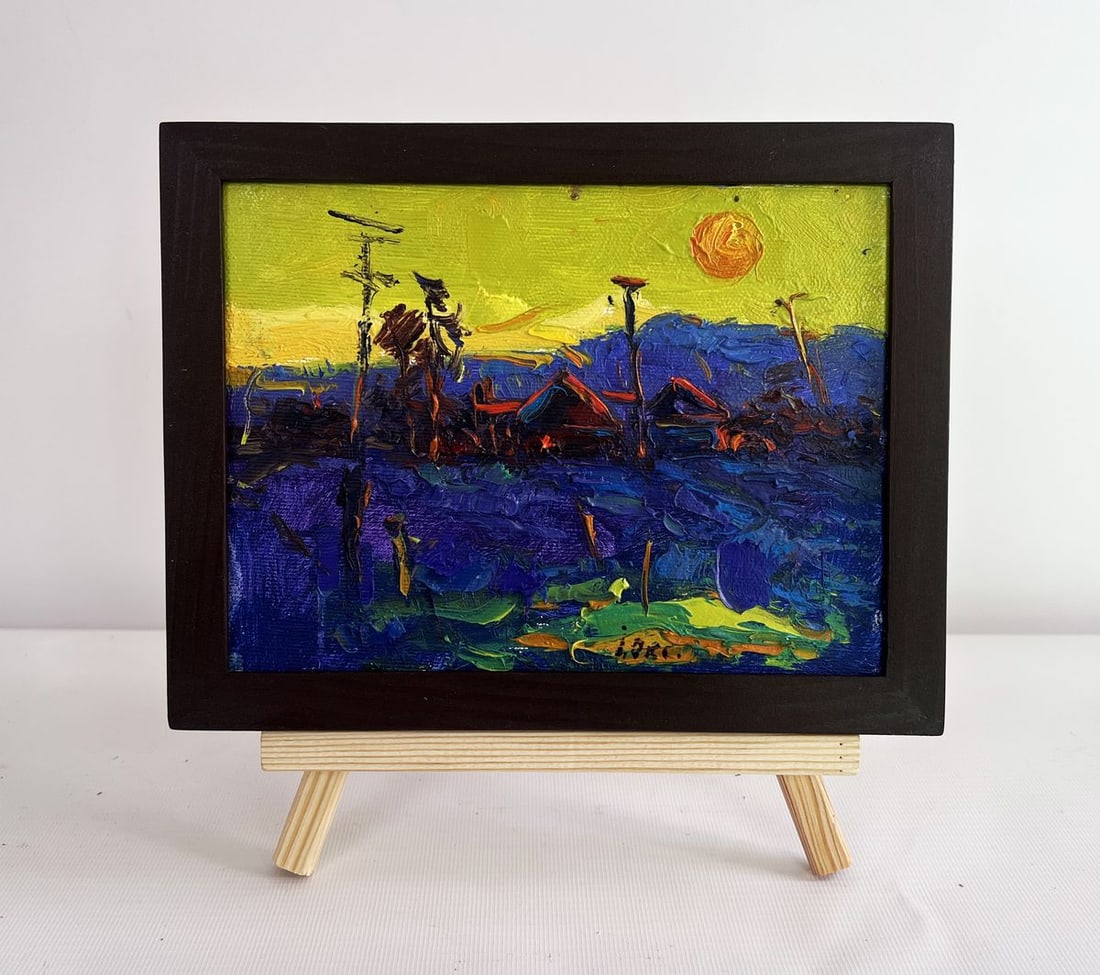 Oil painting Yellow sunset over the village Oksana Ivanyuk (1 of 8)