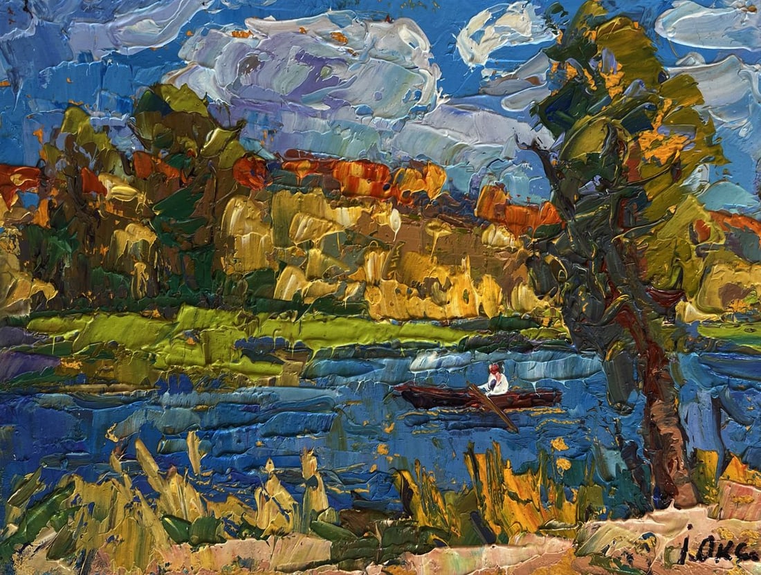 Oil painting Early autumn fishing Oksana Ivanyuk - 3