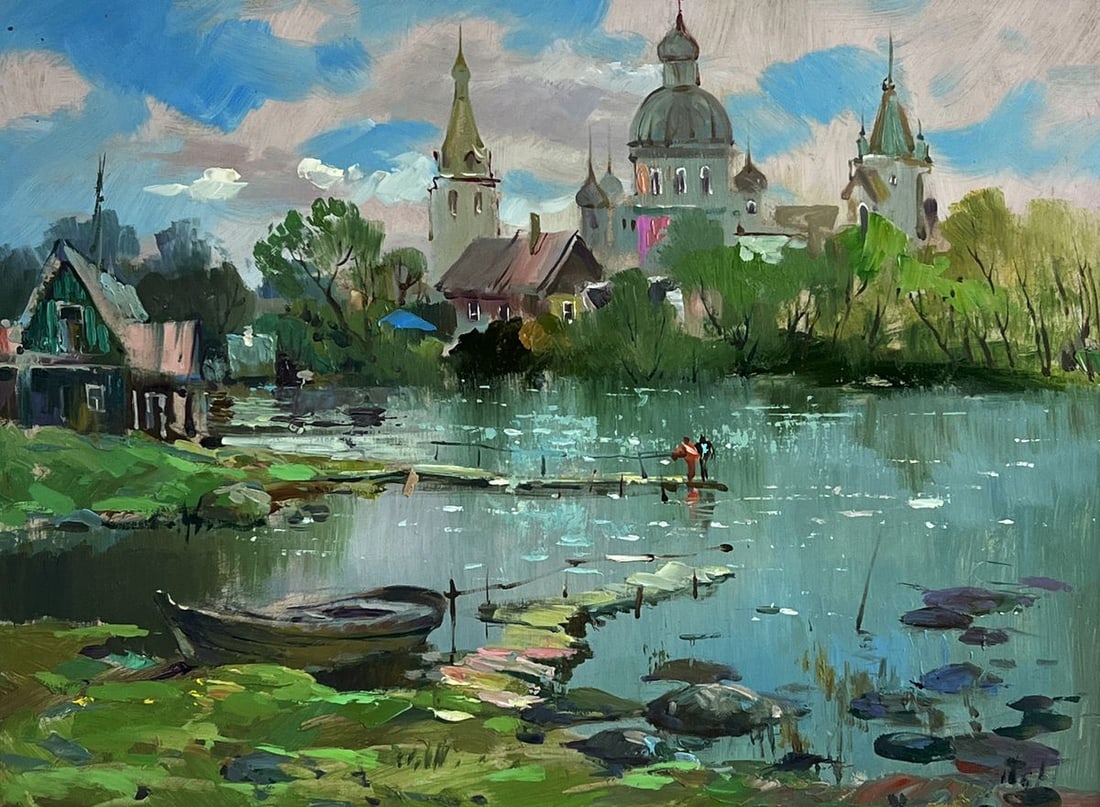 Oil painting River near the church Yuriy Suprunchuk - 3