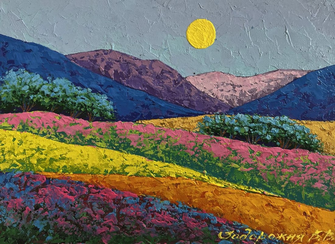 Oil painting Spending time in the mountain fields V. Zadorozhnya - 3