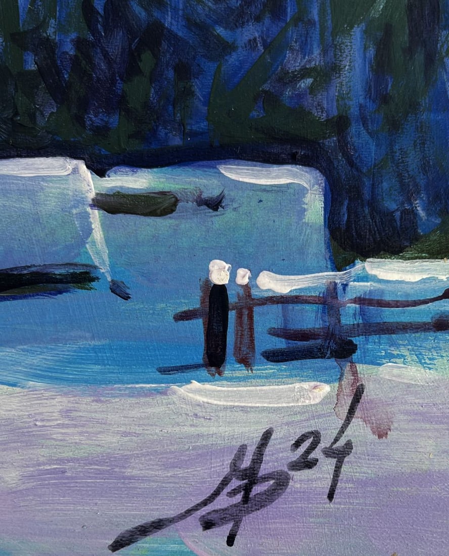 Acrylic painting Village Winter Tale Mykhailo Patskan - 9