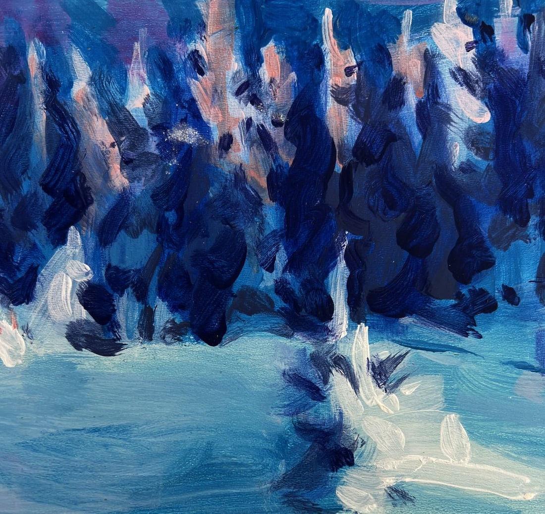Acrylic painting Snowy paths among the trees Mykhailo Patskan - 7