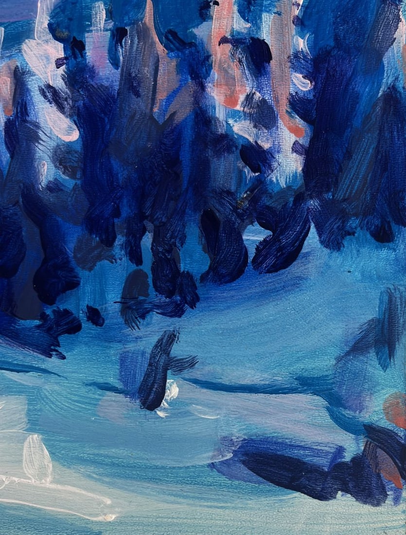 Acrylic painting Snowy paths among the trees Mykhailo Patskan - 8