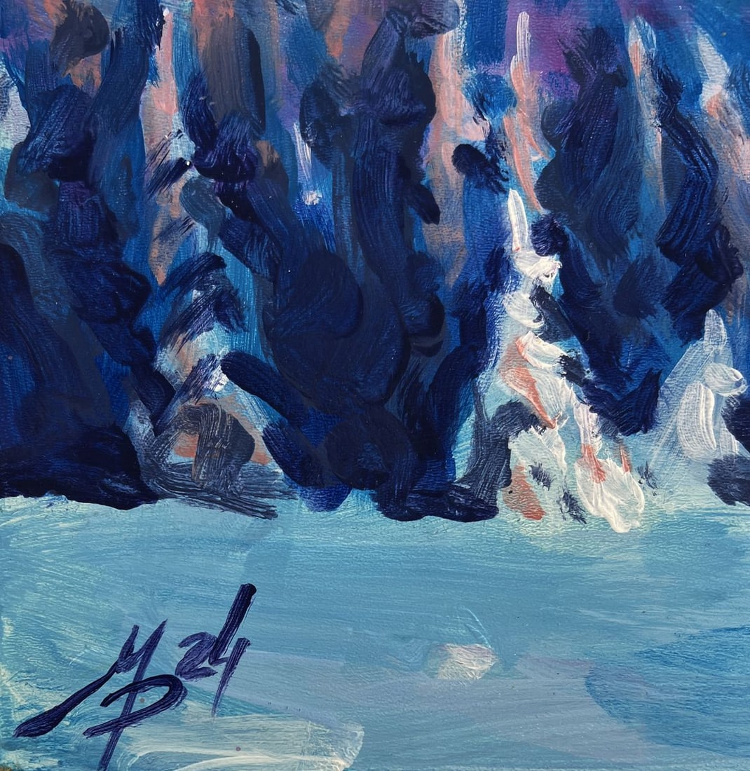 Acrylic painting Snowy paths among the trees Mykhailo Patskan - 9