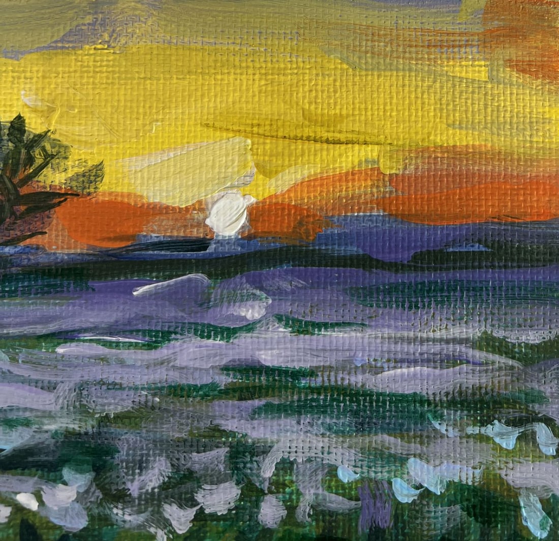 Acrylic painting Sunset and chamomile field Mykhailo Patskan - 4