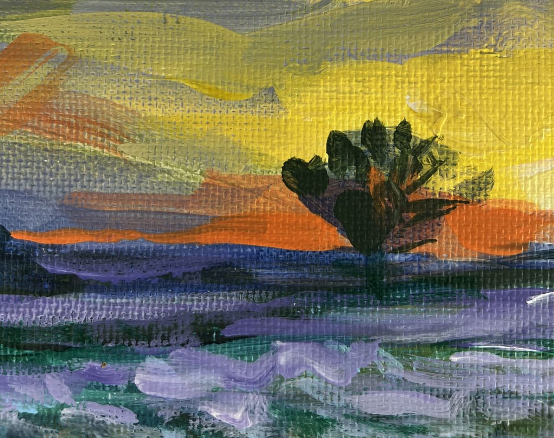 Acrylic painting Sunset and chamomile field Mykhailo Patskan - 5