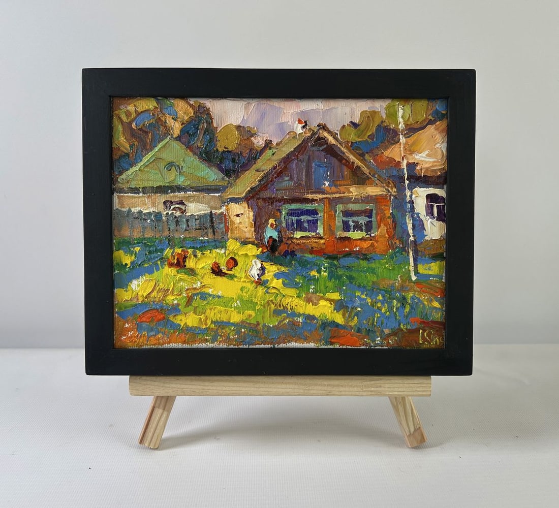Oil painting Returning home Oksana Ivanyuk: NoAAA5210The oil painting on Canvas titled "Returning Home" vividly captures the comforting rhythm of rural life, where the simplicity of daily routines is infused with rich emotion and warm familiari