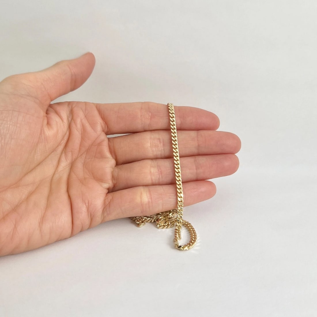 Curb Cuban Chain Necklace 14K Yellow Gold, 16 Inches, 3 mm - 3