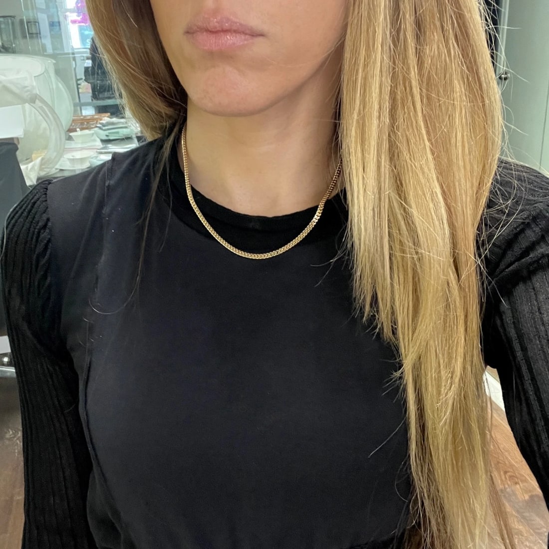 Curb Cuban Chain Necklace 14K Yellow Gold, 16 Inches, 3 mm - 4
