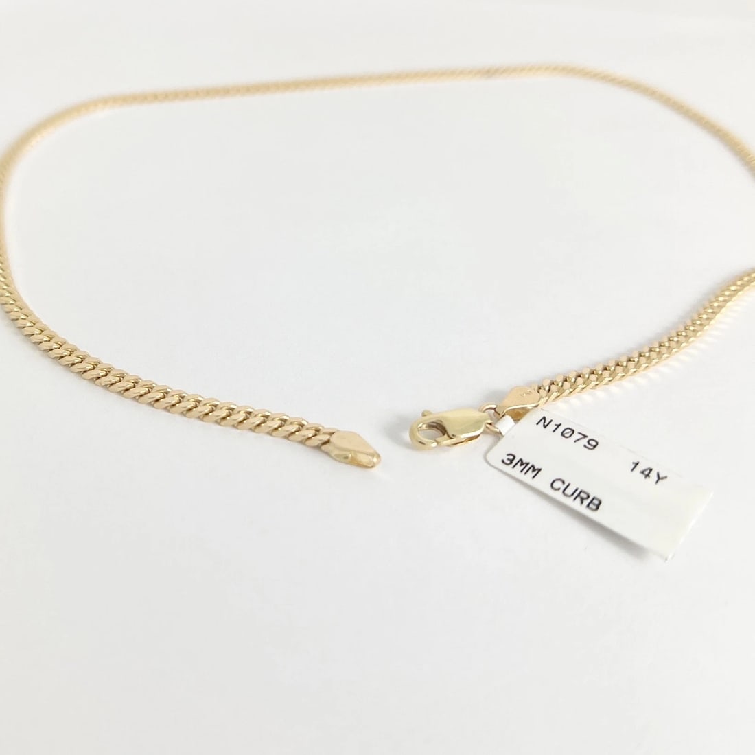Curb Cuban Chain Necklace 14K Yellow Gold, 16 Inches, 3 mm - 5