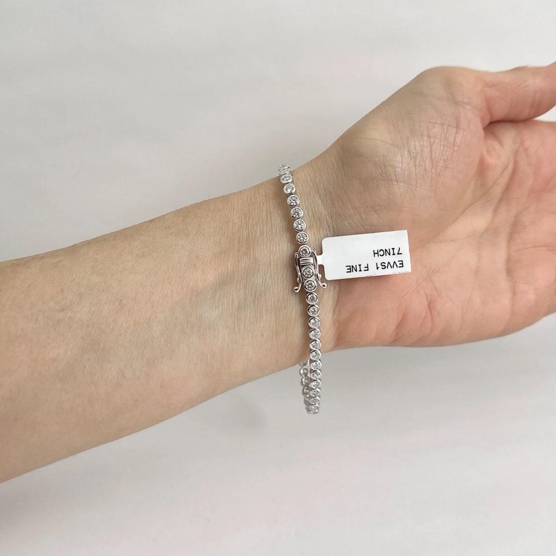 Round Bezel-Set Lab-Created Diamond Tennis Bracelet 14K White Gold, 3.05 CTW - 5