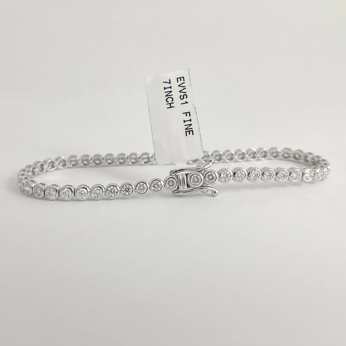 Round Bezel-Set Lab-Created Diamond Tennis Bracelet 14K White Gold, 3.05 CTW - 6