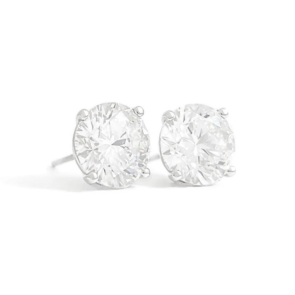Round Lab-Created Diamond Stud Earrings 14K White Gold 4-Prong Martini, 5.14 CTW: Round Lab-Created Diamond Stud Earrings 14K White Gold 4-Prong Martini, 5.14 CTW These are gorgeous diamond stud earrings! Please let us know if you have any questions. Diamonds: 2 lab-created round b