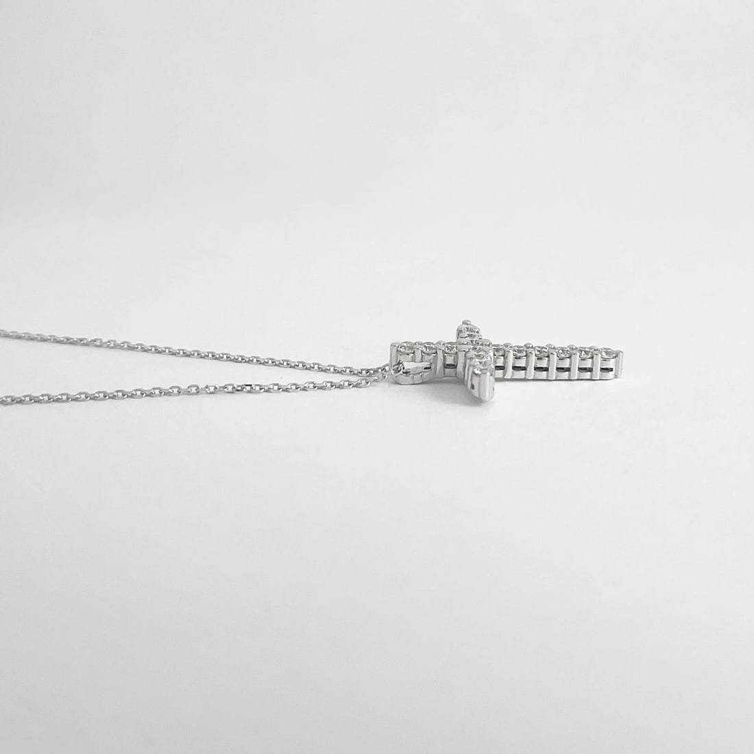 Diamond Cross Religious Pendant Necklace 14K White Gold, .74 CTW - 5