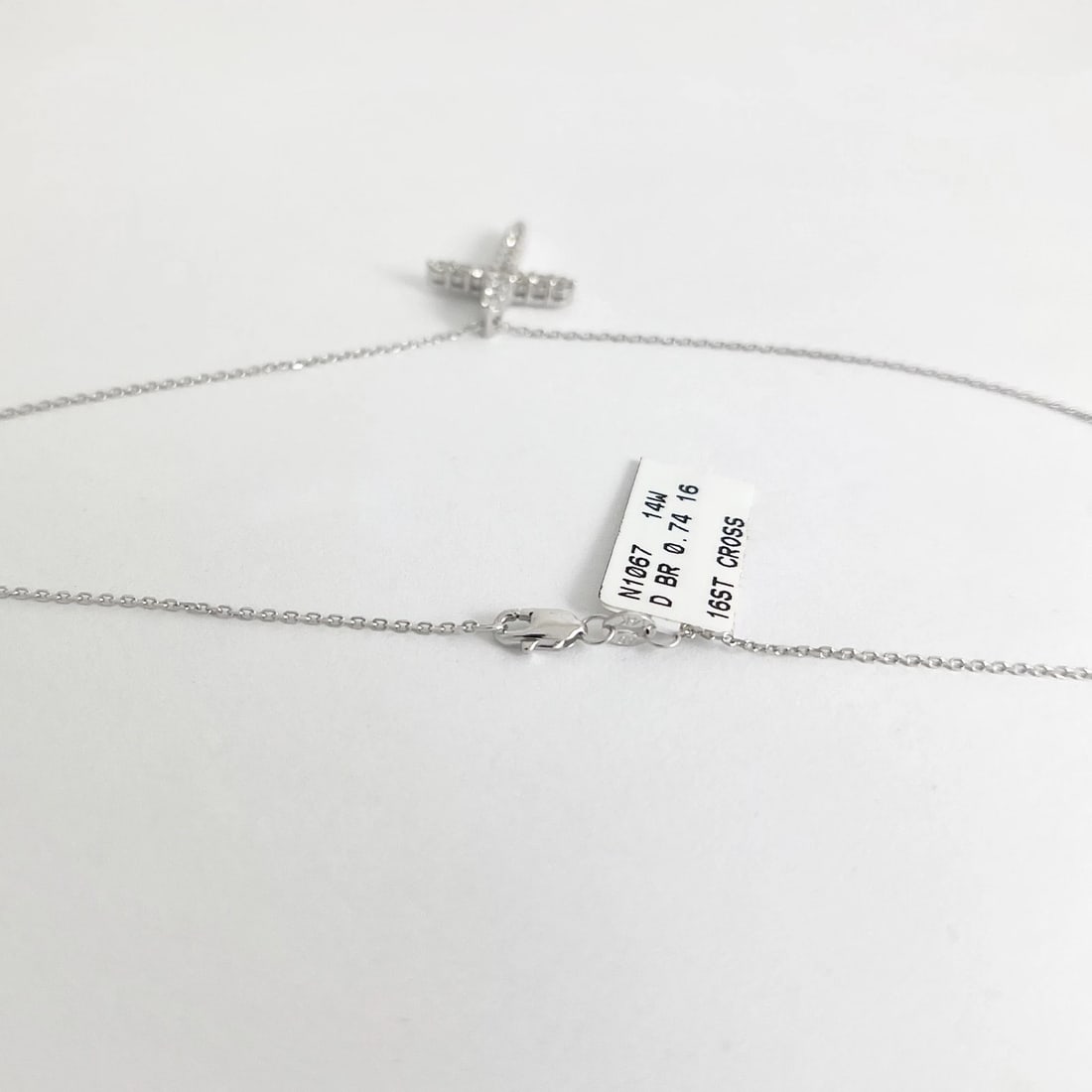 Diamond Cross Religious Pendant Necklace 14K White Gold, .74 CTW - 6