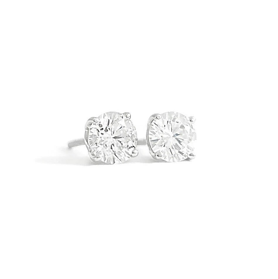 Round Diamond Stud Earrings 14K White Gold 4-Prong Basket 1.05 CTW (1 of 4)