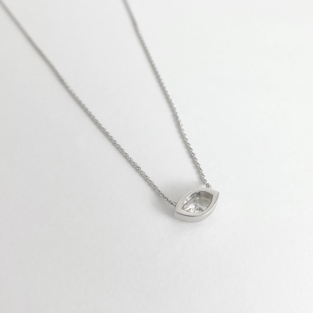 EGL Marquise Diamond Solitaire Bezel Pendant Necklace 14K White Gold, 1.00 CT - 6