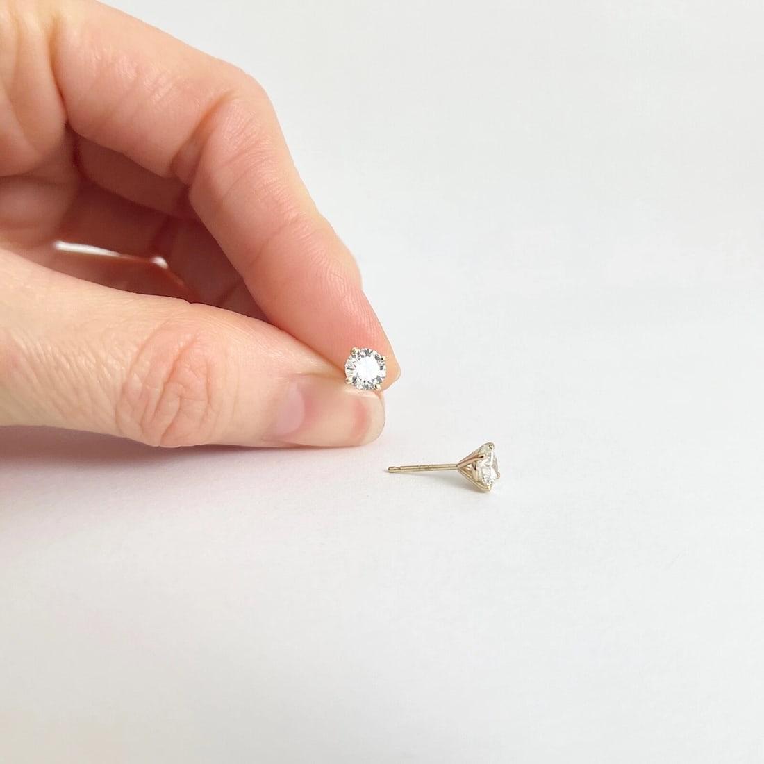 Round Diamond Stud Earrings 14K Yellow Gold 4-Prong Martini, 1.00 CTW - 2