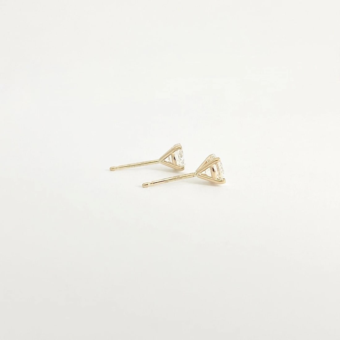 Round Diamond Stud Earrings 14K Yellow Gold 4-Prong Martini, 1.00 CTW - 6