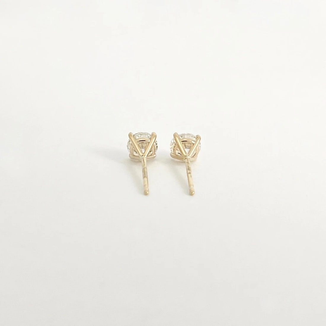 Round Diamond Stud Earrings 14K Yellow Gold 4-Prong Martini, 1.00 CTW - 7