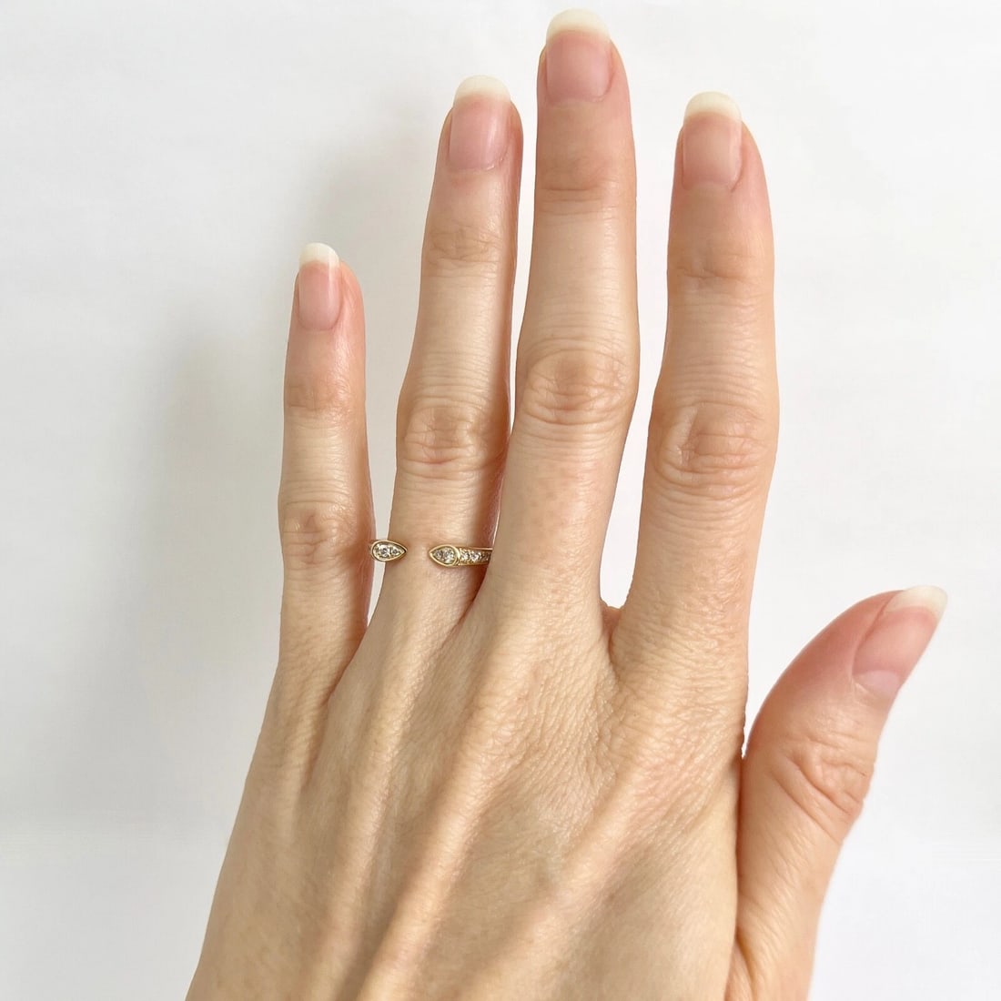 Pave Diamond Open Claw Ring 14K Yellow Gold, Size 6.75 - 2