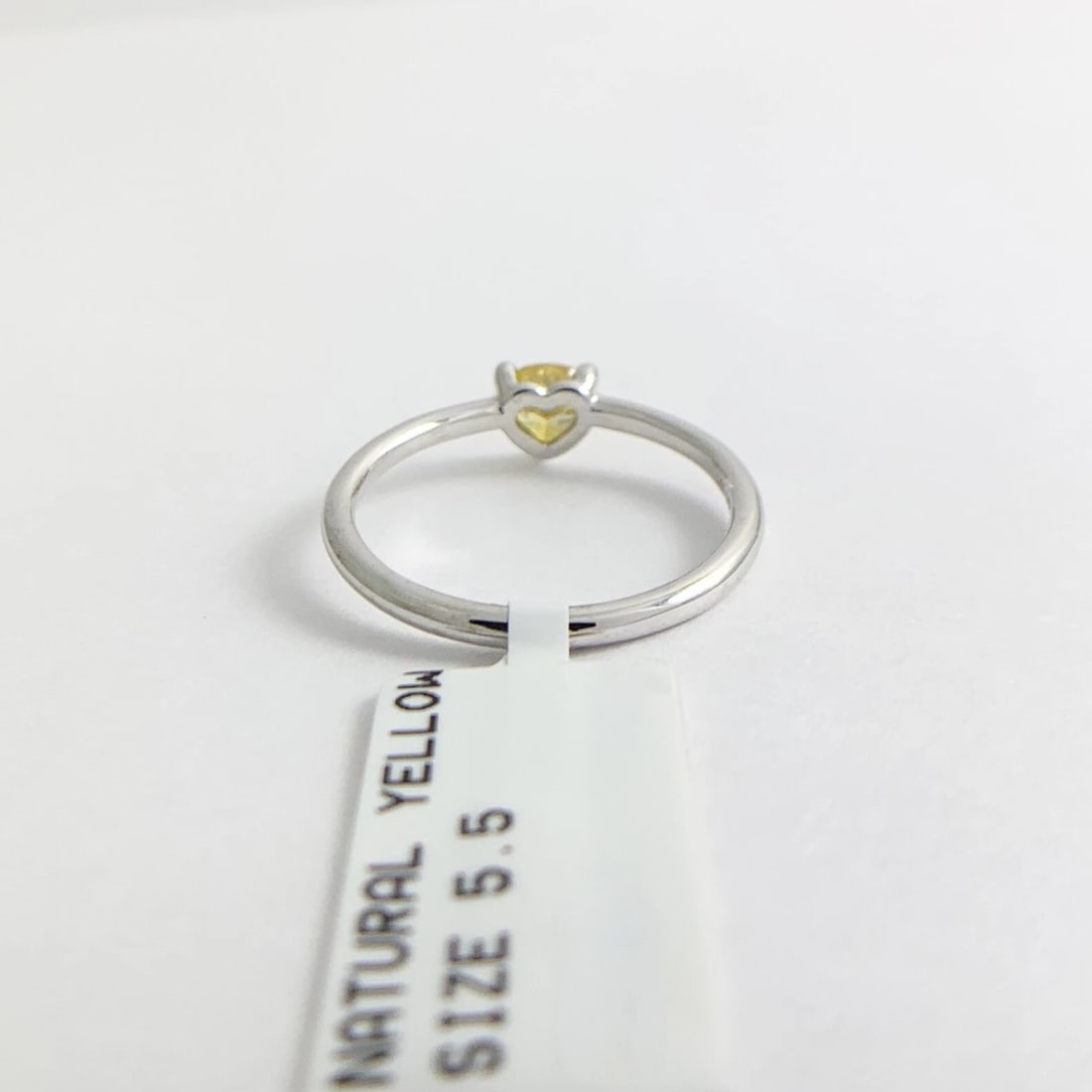 Yellow Diamond Heart Statement Ring 14K White Gold .41 CT - 10