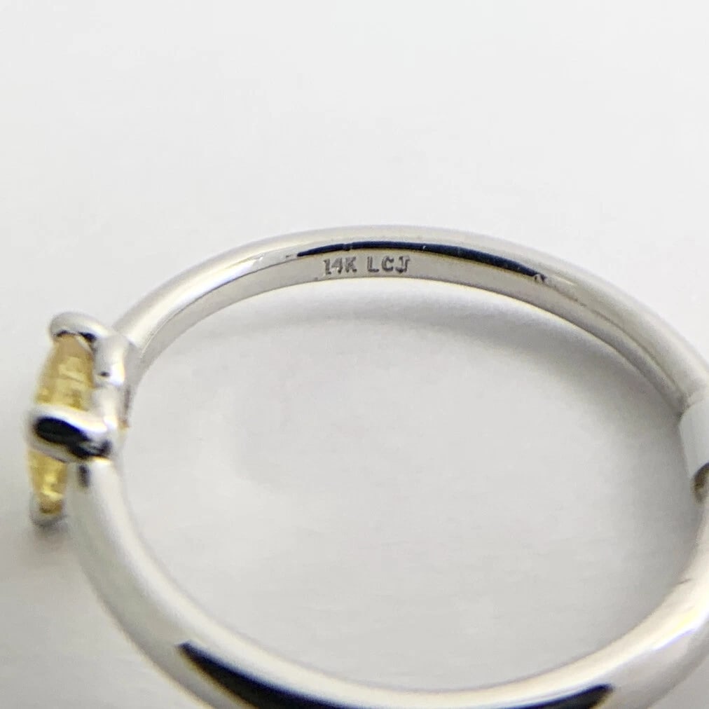 Yellow Diamond Heart Statement Ring 14K White Gold .41 CT - 11