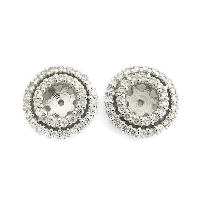 Double Halo Diamond Earring Jackets Enhancers 14K White Gold for 1.00 CTW Studs (1 of 7)