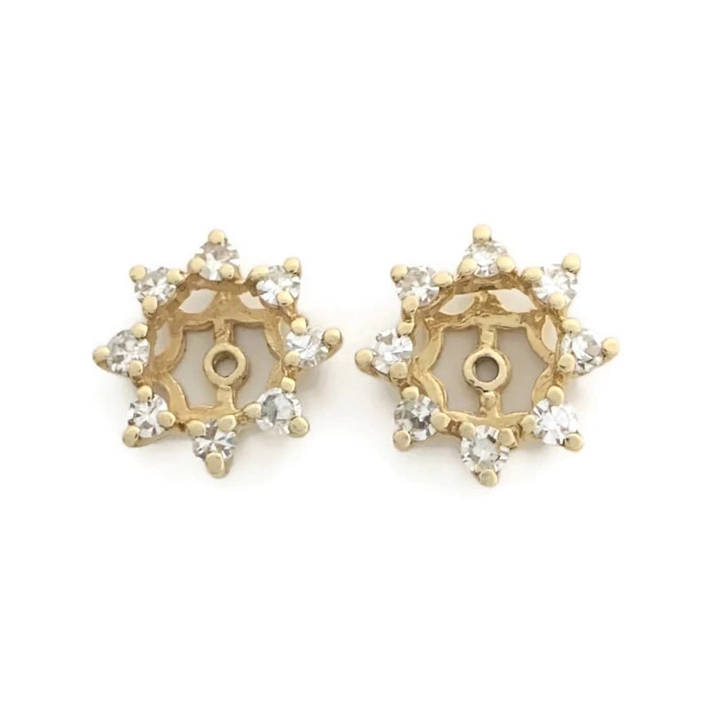 Star Diamond Halo Earring Jackets Enhancers 14K Yellow Gold for 1.50 CTW Studs (1 of 7)