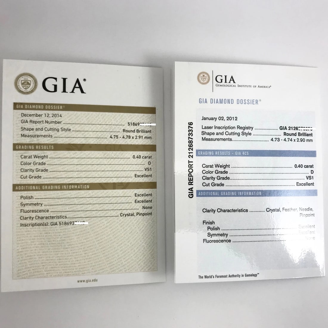 GIA Round Diamond Platinum Stud Earrings D VS1 Triple Excellent 4-Prong, .80 CTW - 6