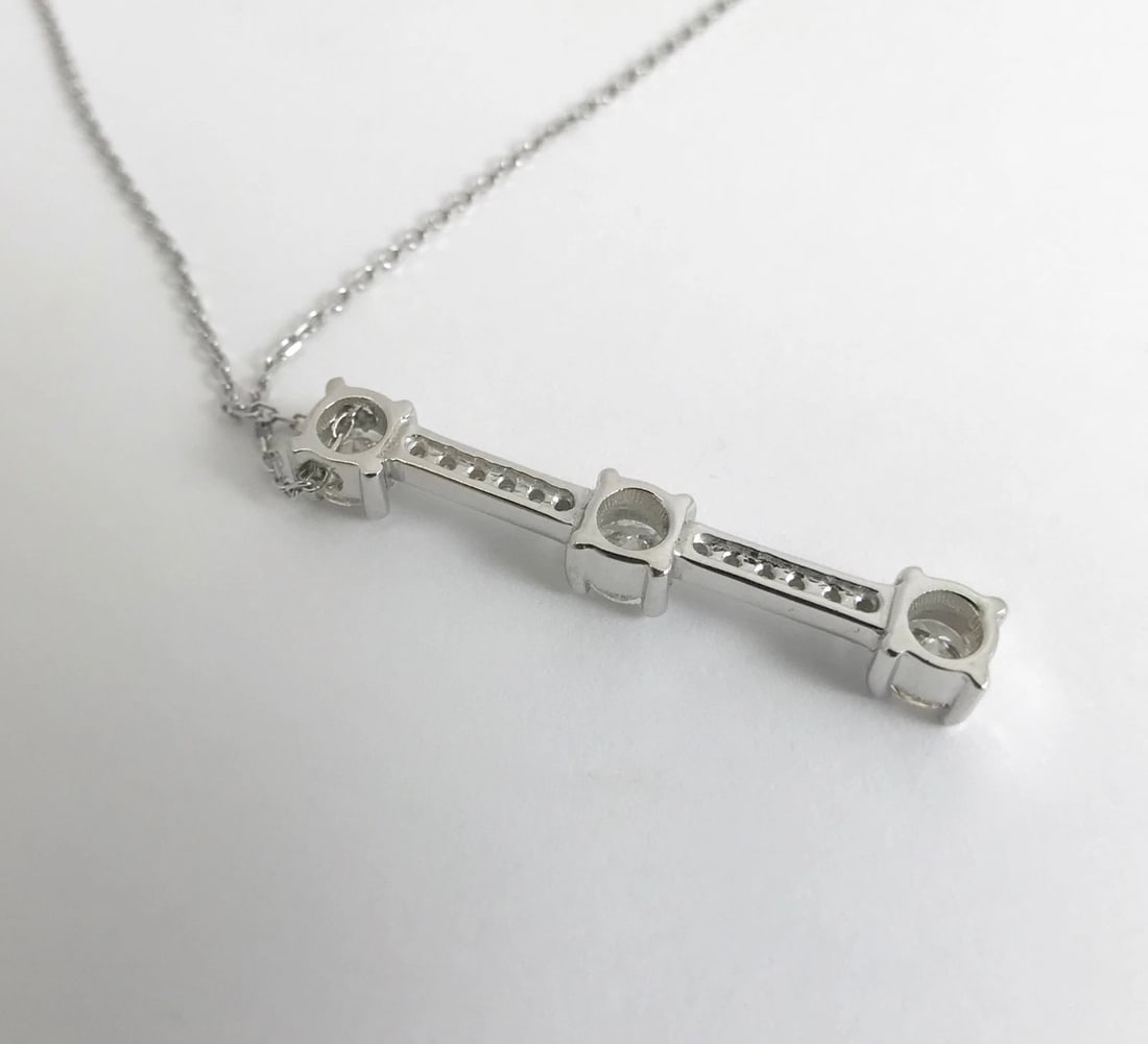 Diamond Drop Stick Pendant Necklace 14K White Gold, 1.73 CTW, 4.95 Grams - 10