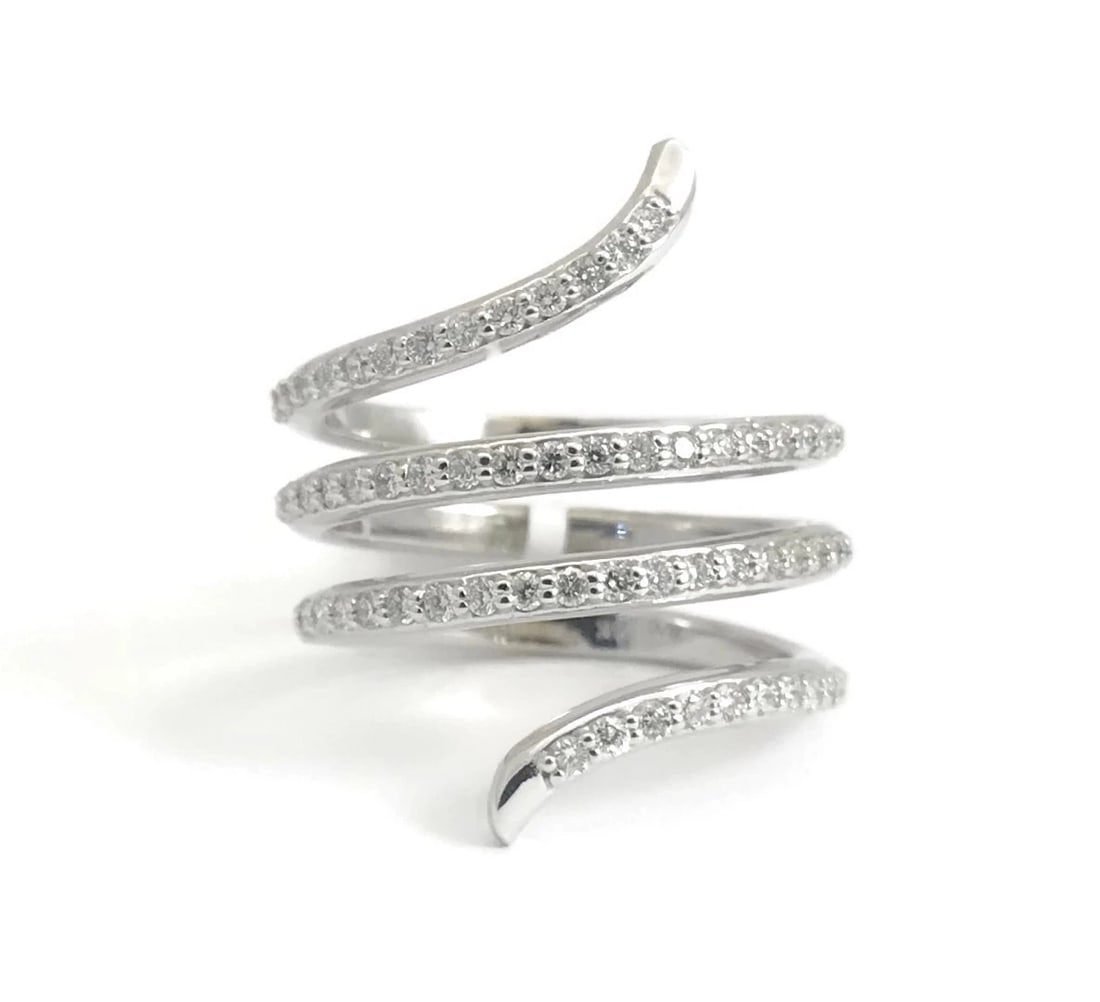 Spiral Snake Diamond Wrap Ring 14K White Gold, .70 CTW, Size 7, 7.55 Grams (1 of 12)
