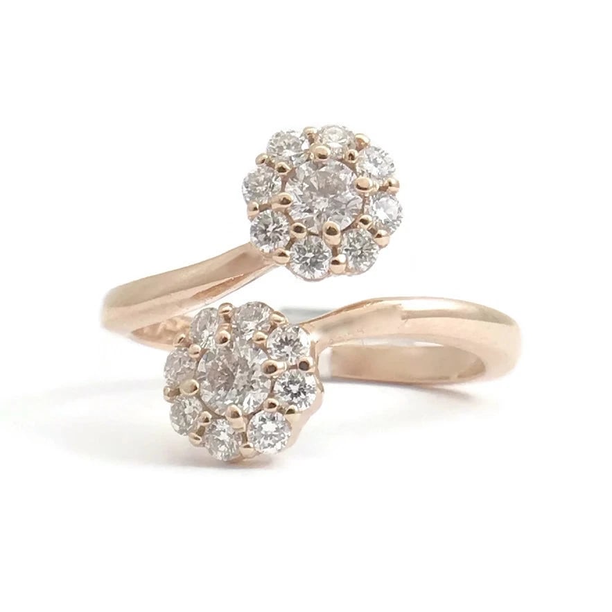 Diamond Cluster Flower Wrap Ring 14K Pink Rose Gold, .85 CTW, Size 7, 4.4 Grams: Diamond Cluster Flower Wrap Ring 14K Pink Rose Gold, .85 CTW, Size 7, 4.4 Grams Make a statement with this lovely ring! Please let us know if you have any questions. Diamonds: 18 rounds, .85 ctw, G, S