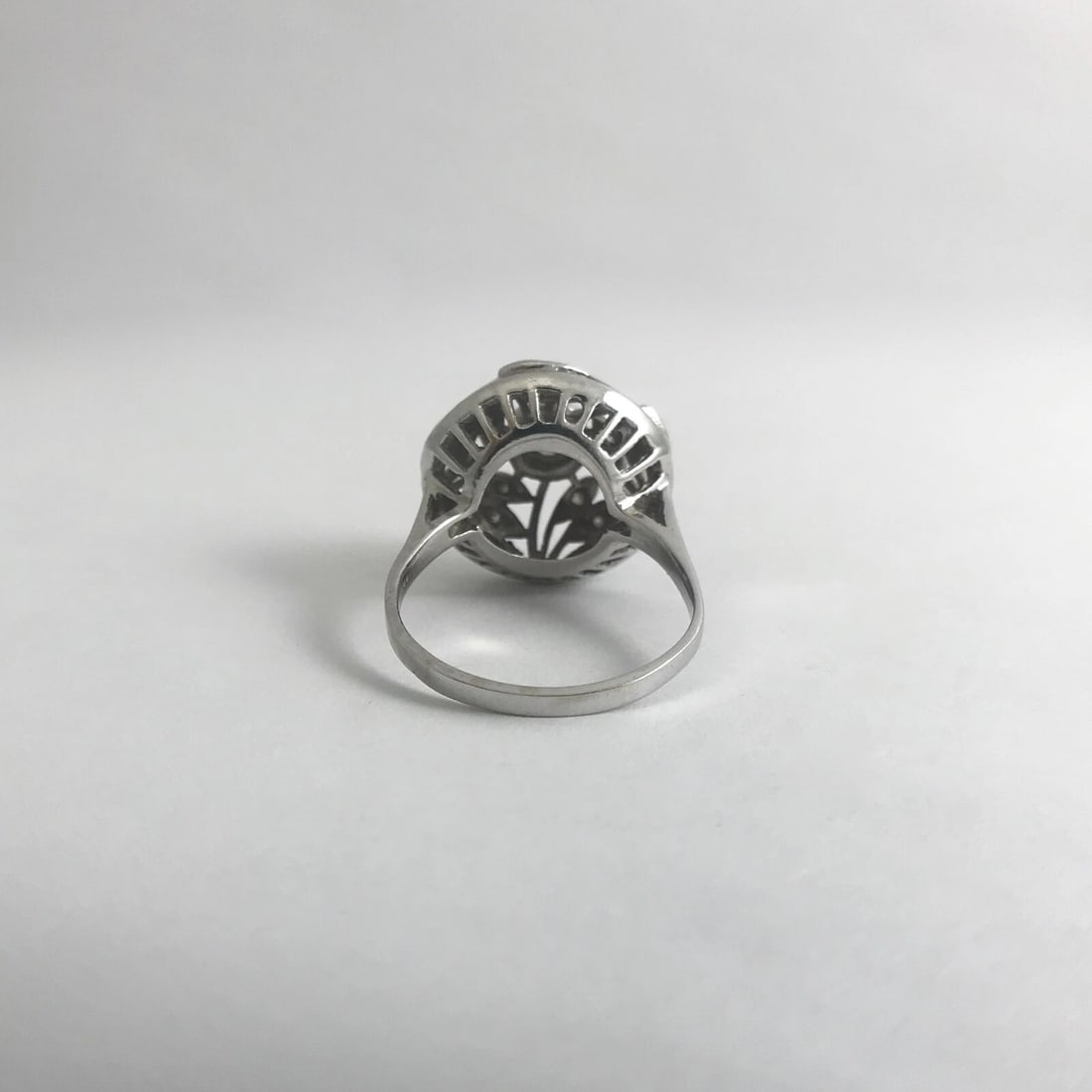 Vintage 1940's Diamond Filigree Dome Cocktail Ring 12K White Gold, 6.69 Grams - 10
