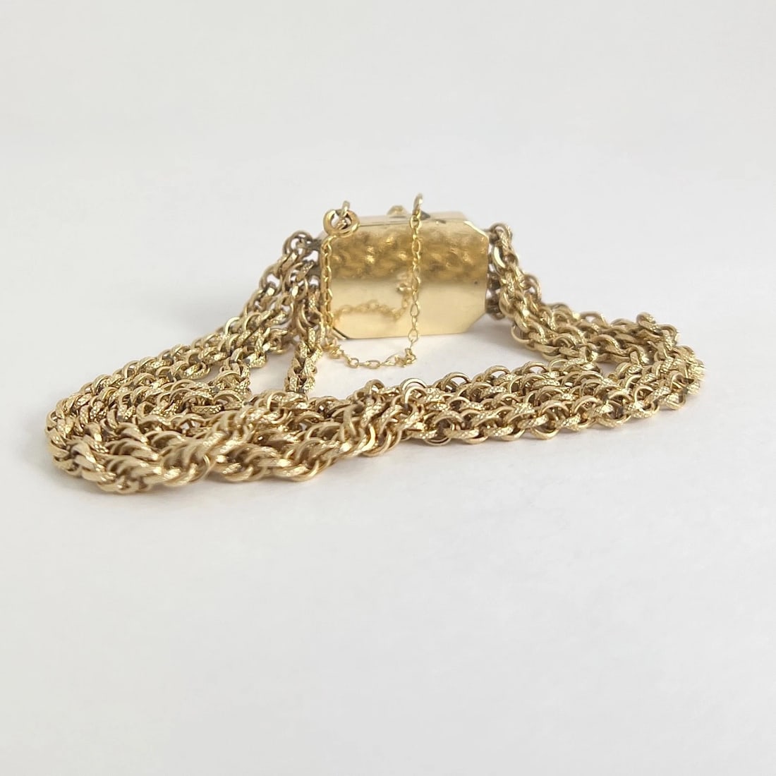 Vintage 1940's Turquoise Multi-Strand Chain Bracelet 14K Yellow Gold, 23.96 Gram - 10